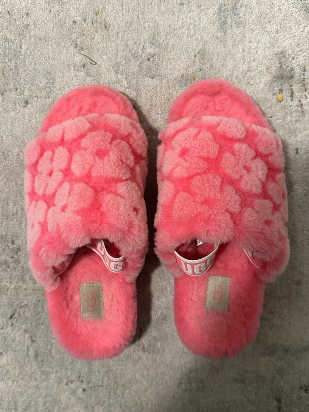 UGG Pink Fuzzy Slide Slippers